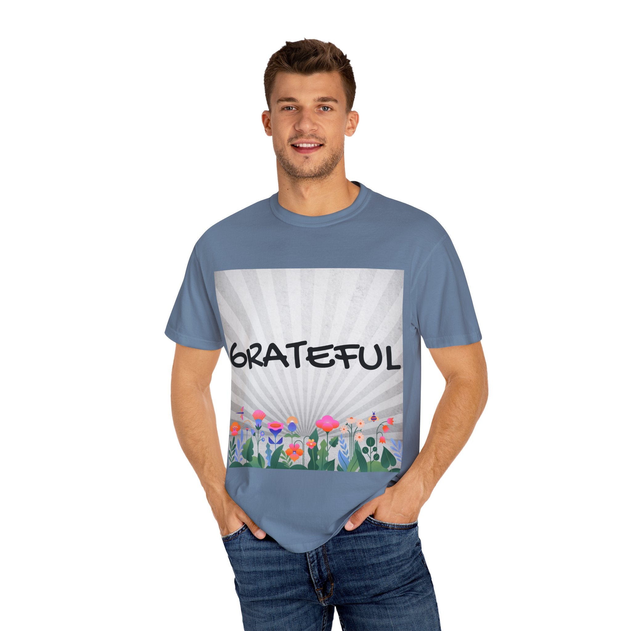 Grateful Floral T-Shirt, Positive Vibe Tee, Gift for Friends, Motivational Apparel, Spring or Summer Style