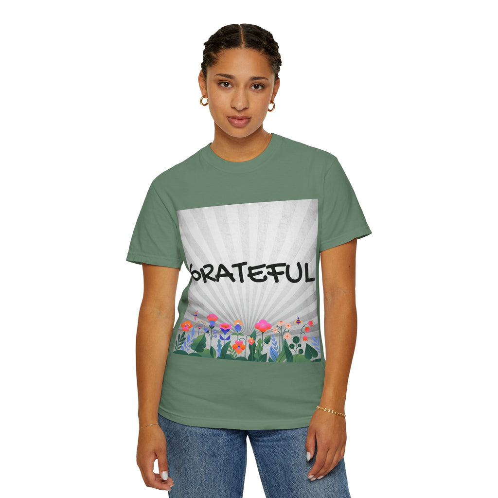 Grateful Floral T-Shirt, Positive Vibe Tee, Gift for Friends, Motivational Apparel, Spring or Summer Style