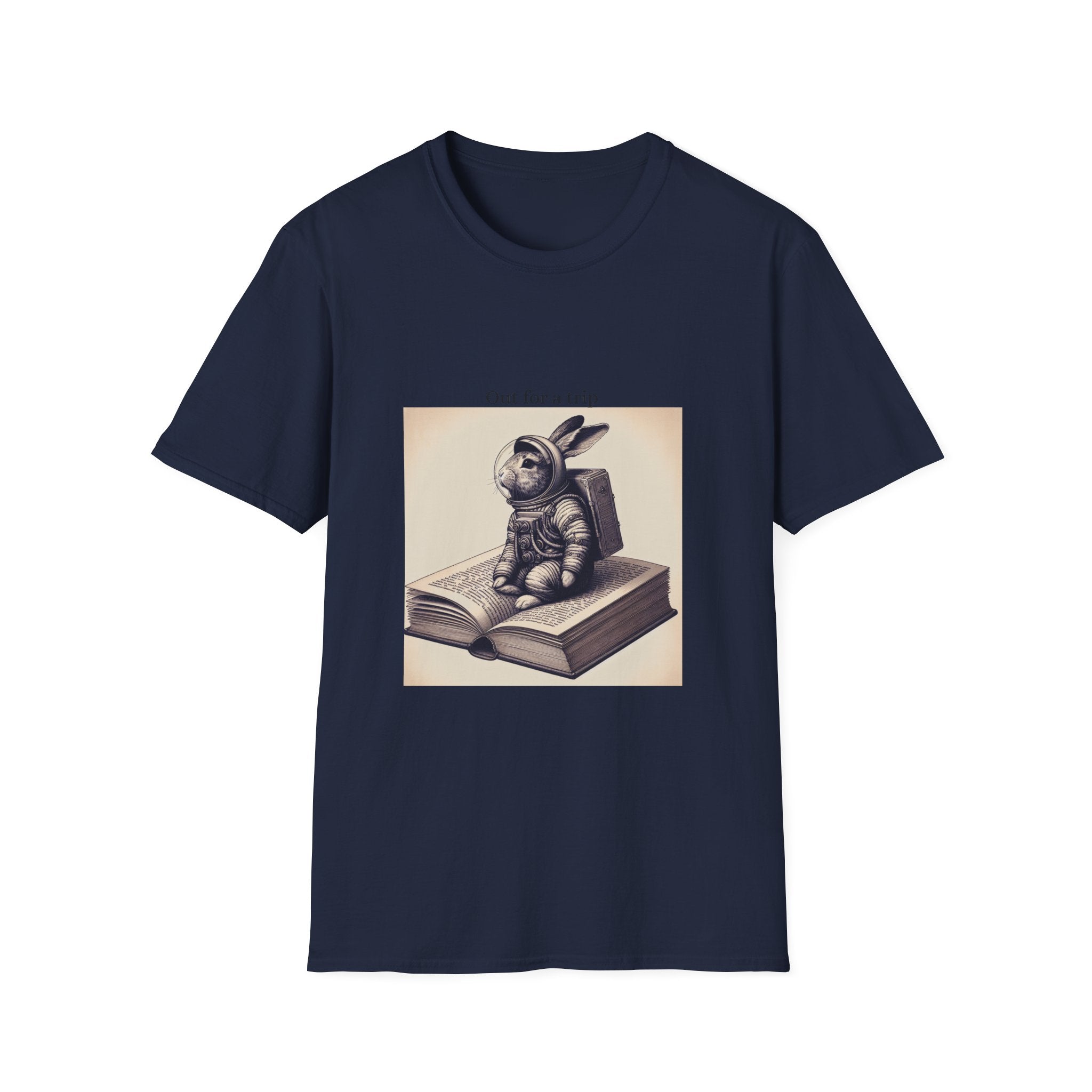Astronaut Bunny T-Shirt, Cozy Illustration Top, Gift for Book Lovers, Quirky Fashion, Weekend Wear