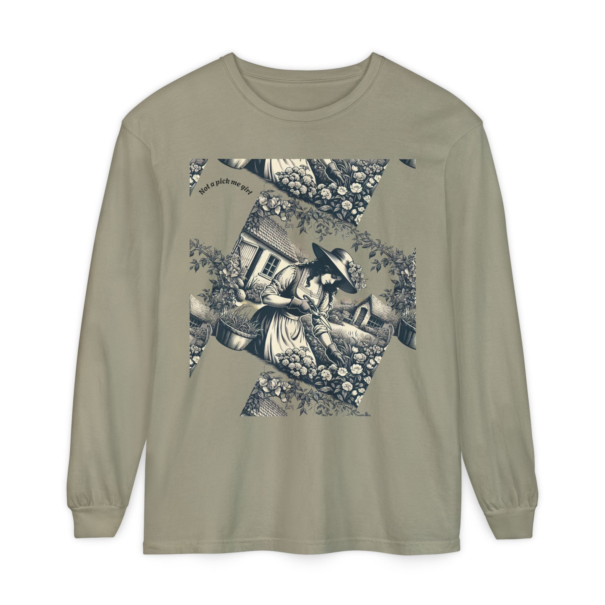 Gardening Art Long Sleeve Tee, Unisex Vintage Style Shirt, Floral Gift for Plant Lovers, Casual Fall Outfit, Eco-Friendly Clothing