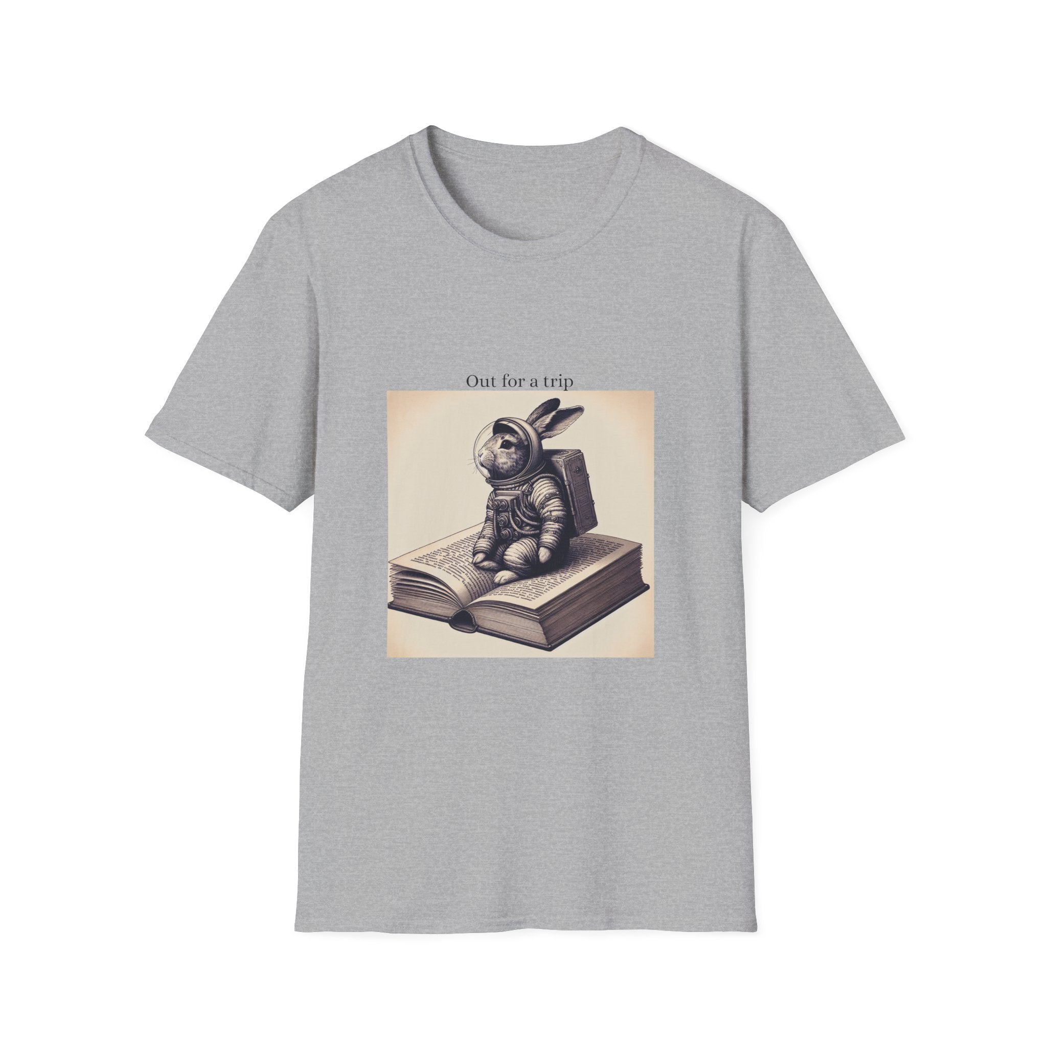 Astronaut Bunny T-Shirt, Cozy Illustration Top, Gift for Book Lovers, Quirky Fashion, Weekend Wear